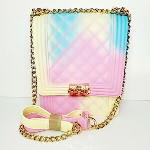 Caleesa Women's Quilted Multicolored Classic Flap Jelly Purse